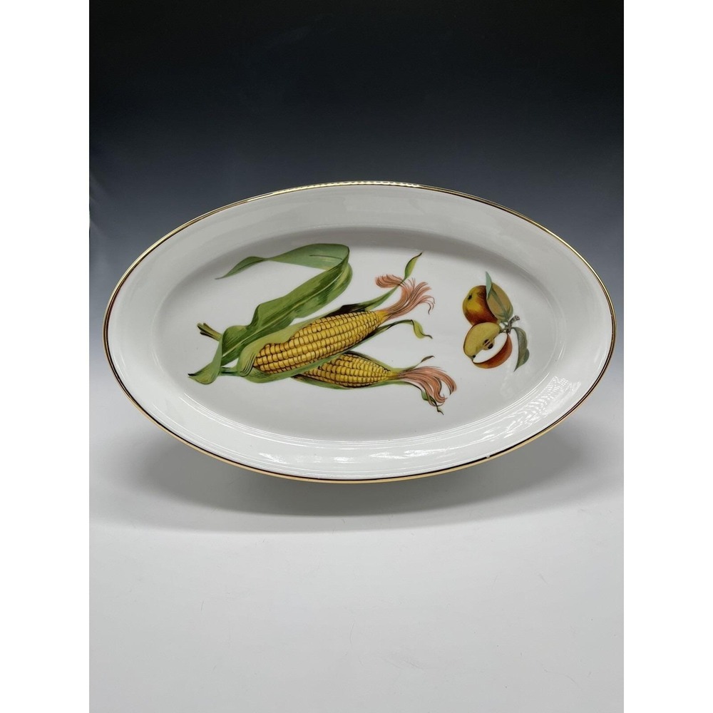 Royal Worcester‎ 12"x7" Evesham Gold Baking Serving Oval Dish Corn CC